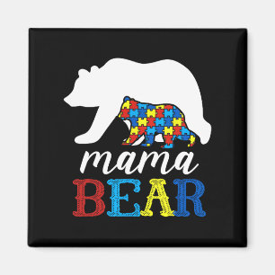 Íman Mama Bear Autismo Quebra-cabeça de Consciência Mãe