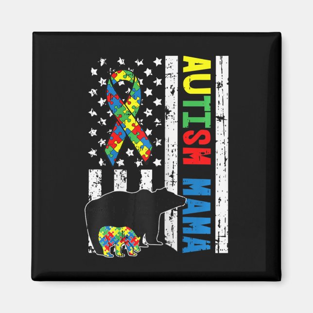 Íman Mama Bear Correspondendo Autismo Familiar Oferece  (Frente)