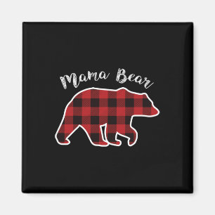 Íman Mama Bear Mulheres Xadrez Vermelho Natal Família d