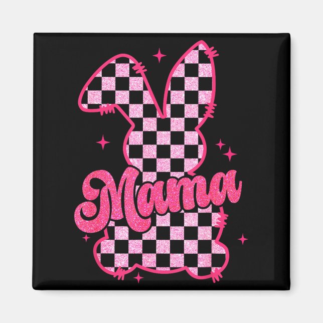 Íman Mama Bunny Feliz Páscoa Família Combinando Páscoa  (Frente)