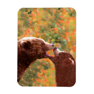 Íman Mamã do urso de urso e pintura de Cub - arte dos