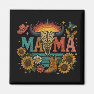 Íman Mama Flor Embroiderado Design Cowgirl Boho Mãe