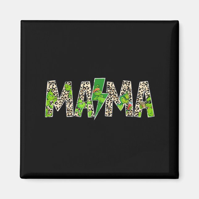 Íman Mama Leopardo Retro Mãe Babá Avó Dia das Mães  (Frente)