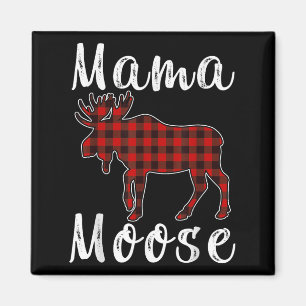 Íman Mama Moose Família de Natal Pijama Vermelho & Pret