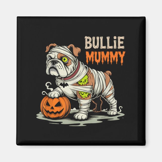 Íman Mamãe Bulldog de Halloween (Frente)