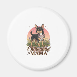 Íman Mamãe Chihuahua Cachorro Bandana Floral Rosa_1