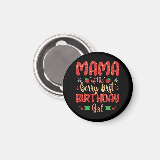 Íman Mamãe da Menina do Morango no Primeiro Aniversário (Front/Back)