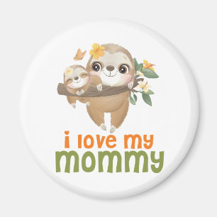 Íman Mamãe e Bebê Sloths pendurados em um galho que e