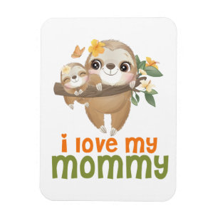Íman Mamãe e Bebê Sloths pendurados em um galho que e