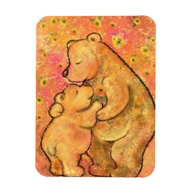 Íman Mamãe e Bebê Urso - Adicione Sua Imagem / Texto /  (Vertical)