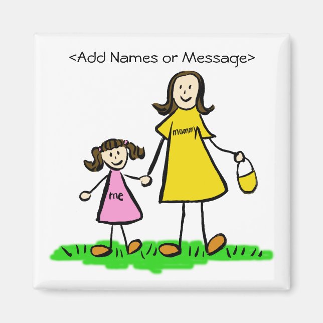 Íman Mamãe e eu - Mãe e Filha, Brunette Magnets (Frente)