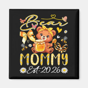 Íman Mamãe Est 2026 Laço Floral Dia das Mães Urso