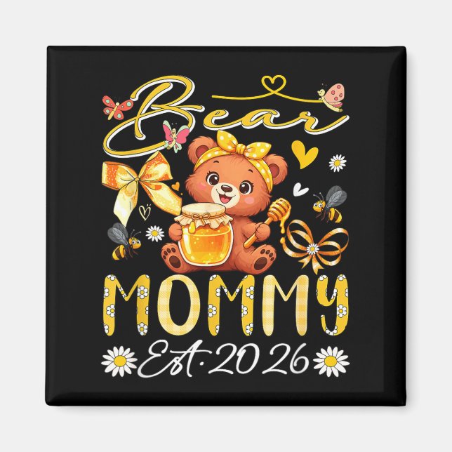 Íman Mamãe Est 2026 Laço Floral Dia das Mães Urso (Frente)