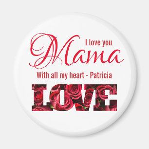 Íman Mamãe Eu Te Amo Com Todo Meu Coração Personalizado