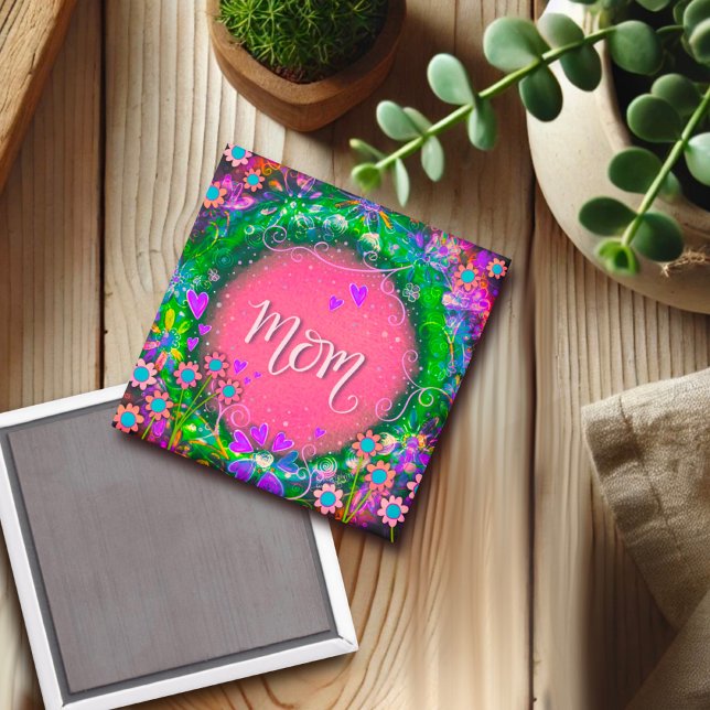 Íman Mamãe Floral Rosa Bonito Inspirivência Magnet (Criador carregado)
