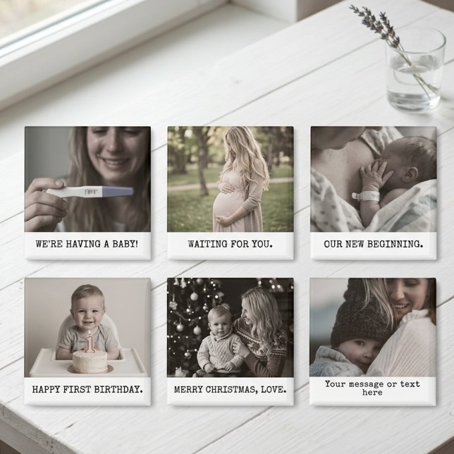 Íman Mamãe Mãe | Foto Personalizada do Primeiro Dia das (Minimalist Engagement Photo Magnet Gift to Fiancé | Personalized Christmas Gift Custom Photo Magnet)