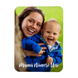 Íman Mamãe Número Um White Script Foto Personalizada