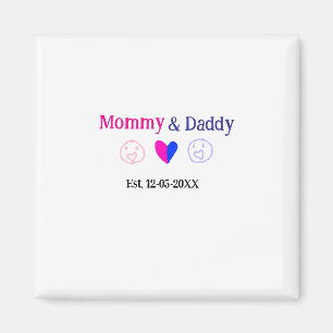 Íman Mamãe & Papai novos pais adicionar nome data coraç