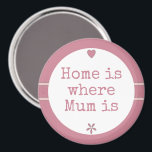 Íman Mamãe rosa com citações de flores e casas<br><div class="desc">O presente do Magnet / Casa é onde a Mãe está

Um presente de ímã para Mãe/mãe. As palavras podem ser mudadas,  então um presente para qualquer um ou ocasião.
Rosa com uma flor e um coração.
A casa é onde a mãe está</div>
