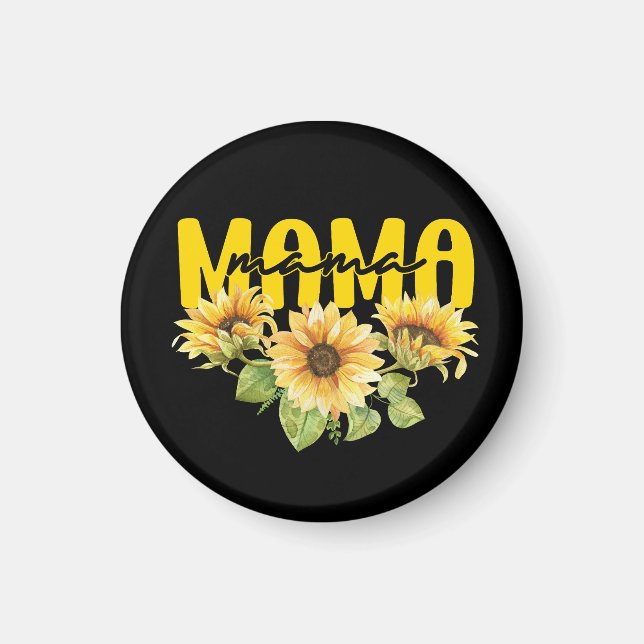 Íman Mamãe Sunflower Sunshine - Design Floral alegre (Frente)