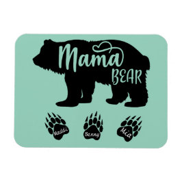 Íman Mamãe Urso com 3 pegadas de patas (nomes personali