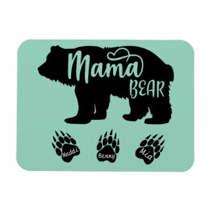 Íman Mamãe Urso com 3 pegadas de patas (nomes personali