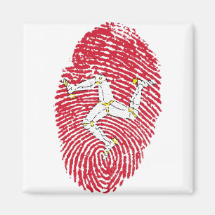 Íman Man Isle Flag Fingerprint Country Orgulho