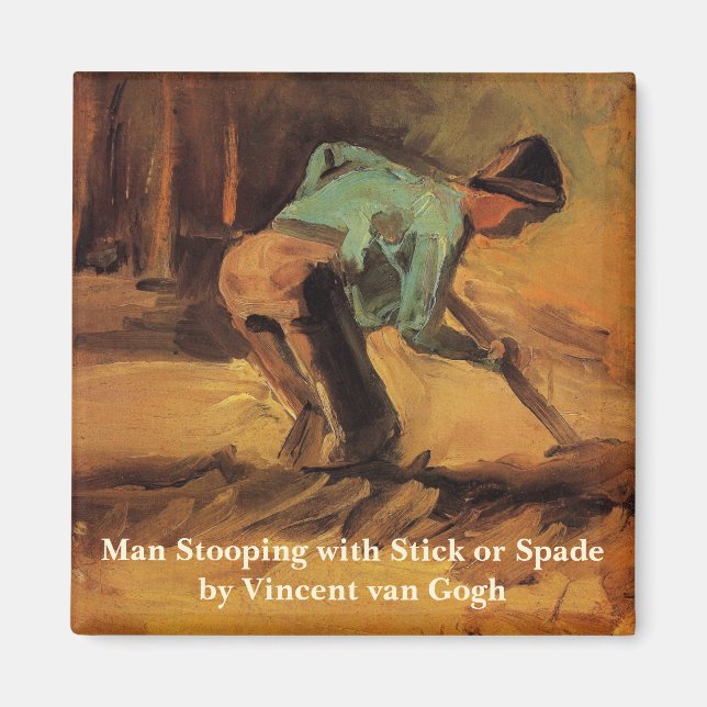 Íman Man Stooping with Stick, Spade by Vincent van Gogh (Frente)