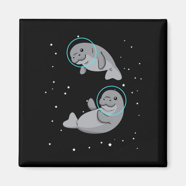 Íman Manatee - Astronauta Gift Mulheres Manatee Espacia (Frente)