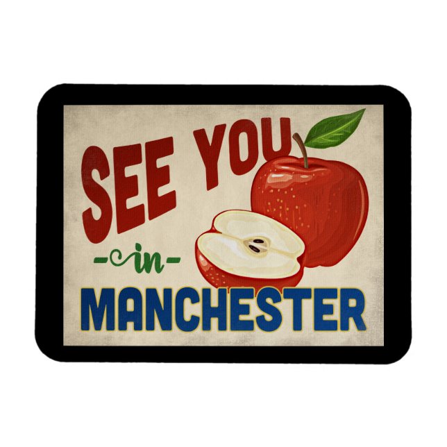 Íman Manchester New Hampshire Apple - Viagens vintage (Horizontal)