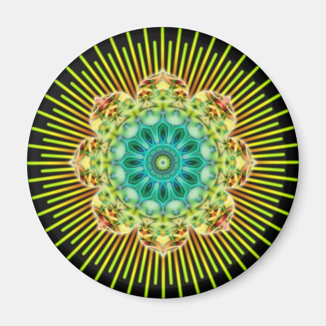 Íman Mandala amarelo verde | preto (Frente)