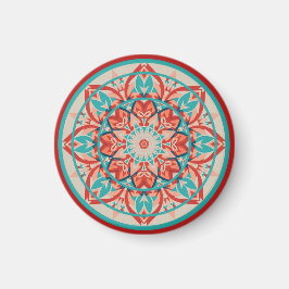 Íman Mandala Boho Laranja & Turquesa  