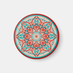 Íman Mandala Boho Laranja & Turquesa