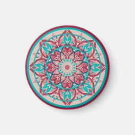 Íman Mandala Boho Rosa e Turquesa  