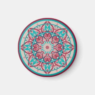 Íman Mandala Boho Rosa e Turquesa