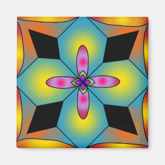 Íman mandala colorida em estilo de azulejo