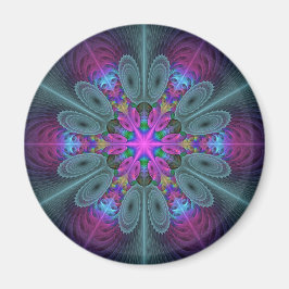 Íman Mandala Colorida Marcante Arte Fractal Caleidoscóp
