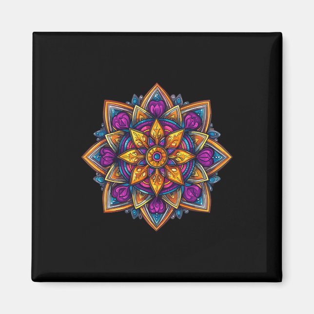 Íman Mandala Colorido de Meditação Lótus (Frente)