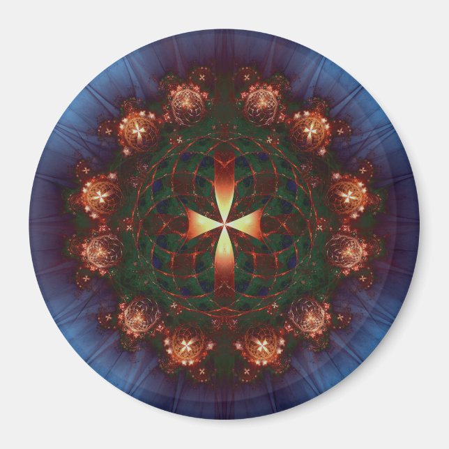 Íman Mandala da Cruz Ornamentada (Frente)
