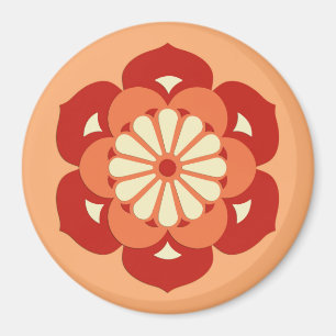 Íman Mandala da flor de Lotus, laranja Pastel e