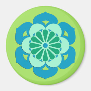 Íman Mandala da Flor de Lótus, Verde Lima e Azul Claro