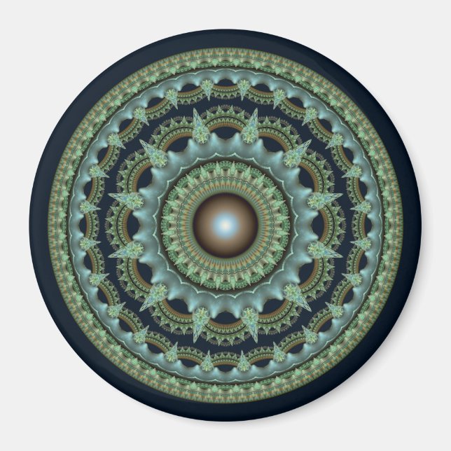 Íman Mandala de estrela fractal brilhante (Frente)