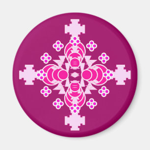 Íman Mandala de quatro pontos - rosa pálido e ameixa