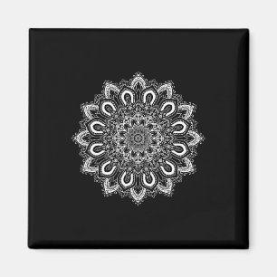 Íman Mandala de Yoga Flor de Lótus Ornamentada Branca