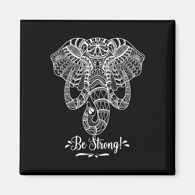 Íman Mandala Face Elefante. Seja Forte. Como Um Elefant (Frente)