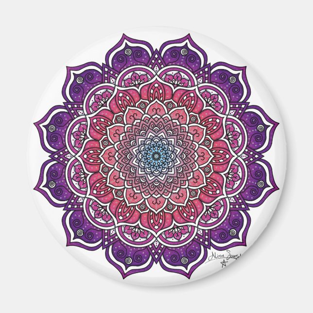 Íman Mandala Floral Rosa Púrpura (Frente)
