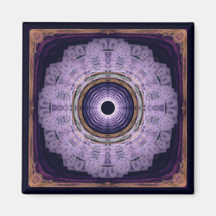 Íman mandala fractal redonda azul