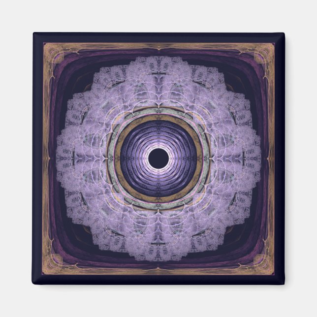 Íman mandala fractal redonda azul (Frente)