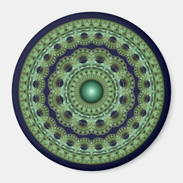 Íman mandala fractal redonda ornamentada de fada (Frente)