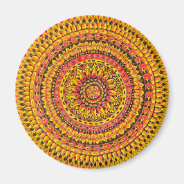 Íman Mandala Laranja Colorida Arte Original